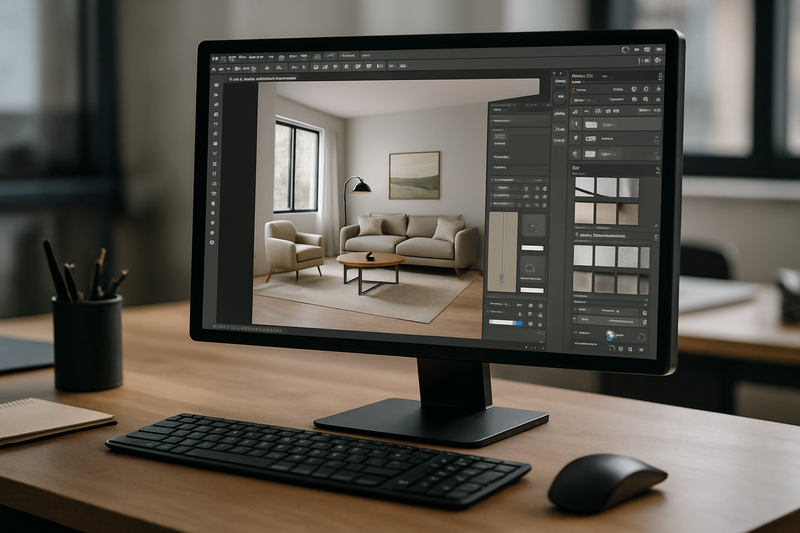 Make it look like doing edits to a virtual staging design in a computer