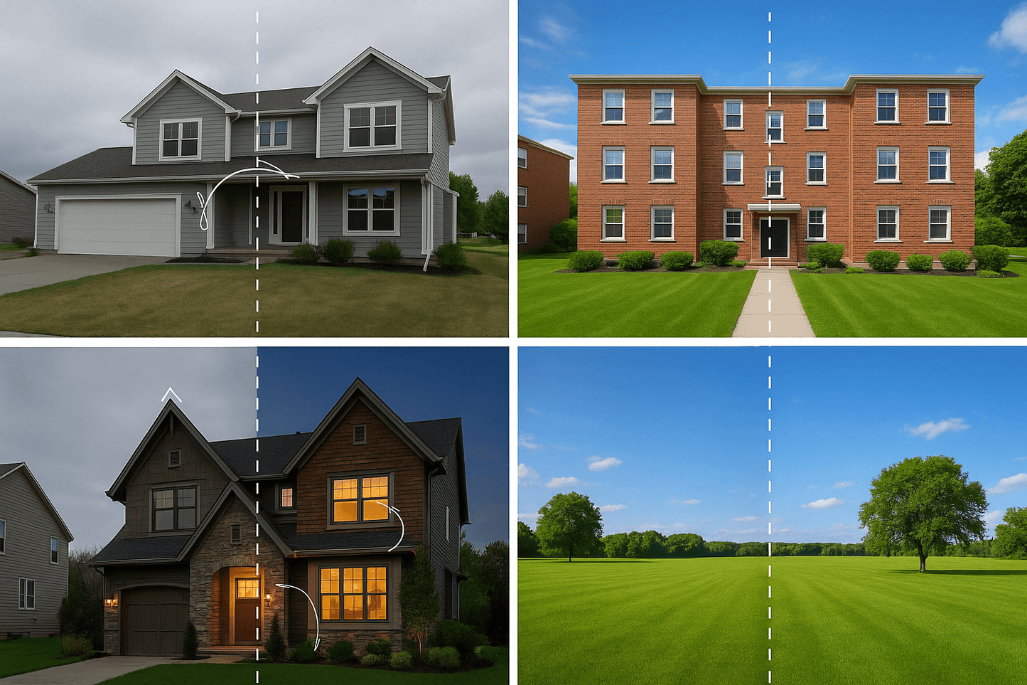 Portrait editing of real estate properties and houses