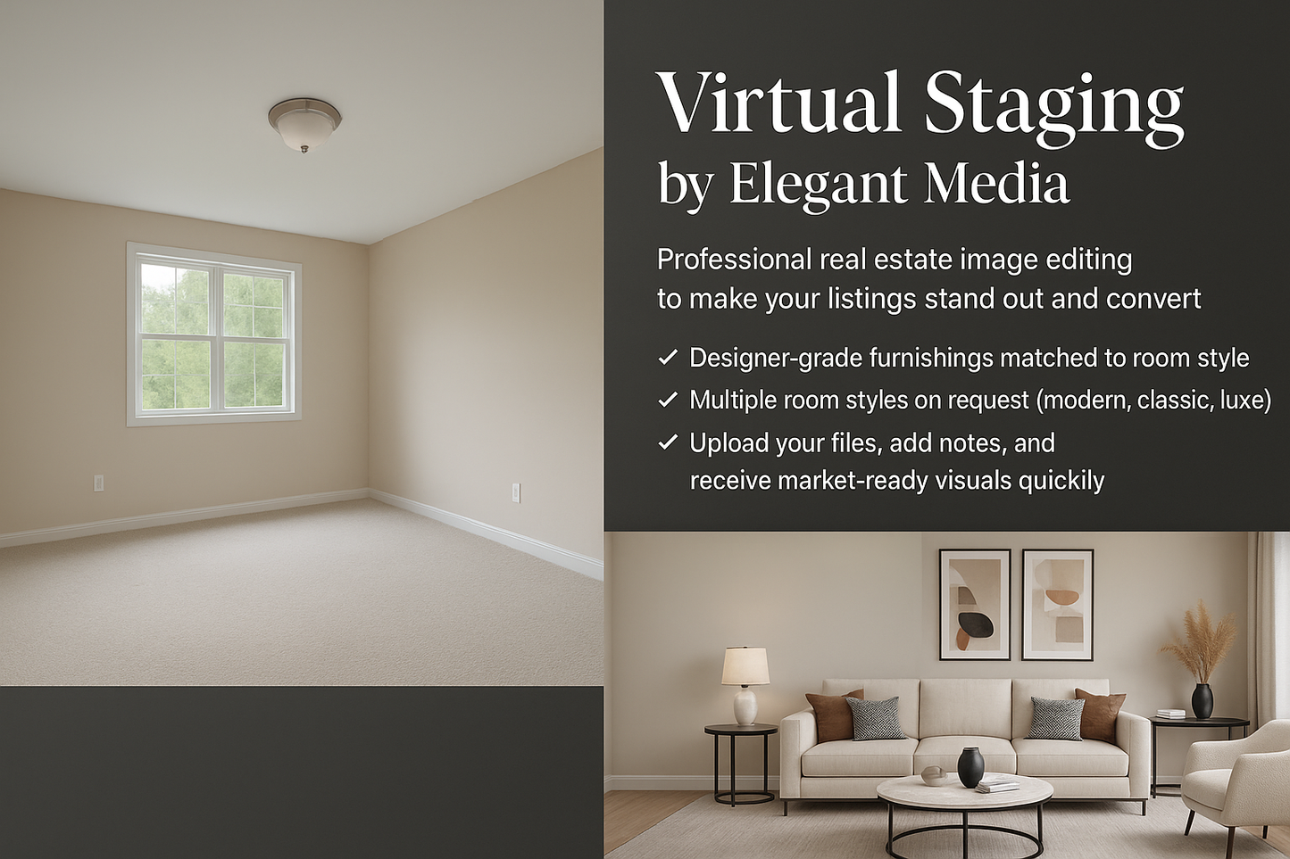 Virtual Staging marketing image by Elegant Media