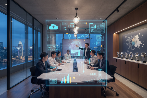 Digital Agency Difference displayed in a modern conference room with digital analytics visuals.