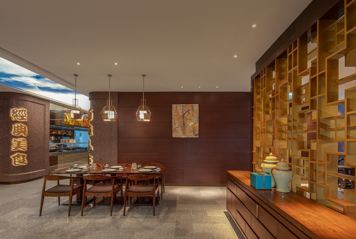 High-end commercial real estate property at sunset — hotel and office complex