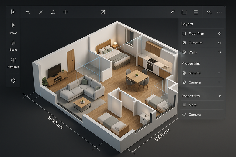 Realestat cool picture of 3D editing floor plan
